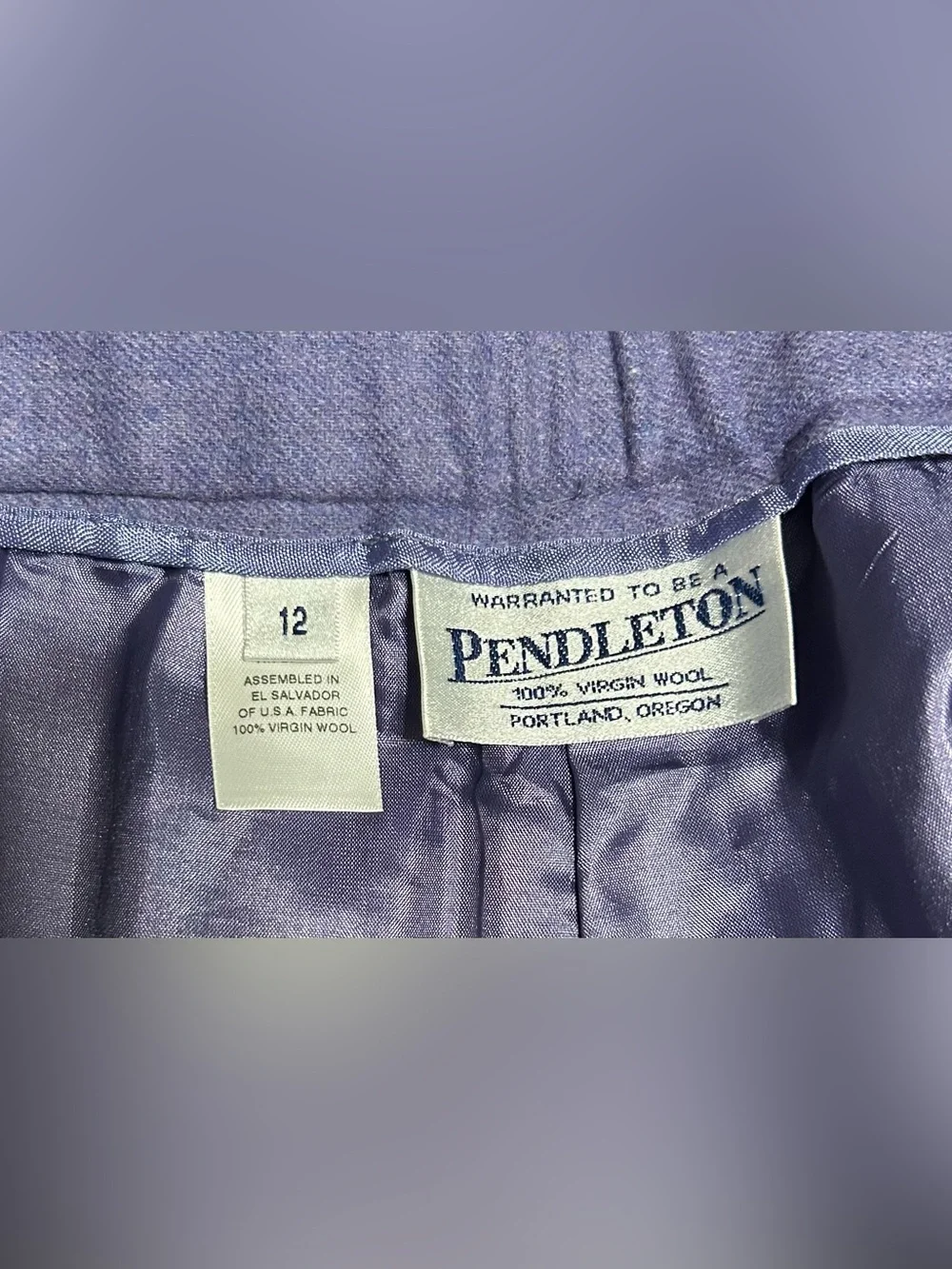 Pendleton Purple Virgin Wool Lined High Waist Tailored Trousers Pants Size 12